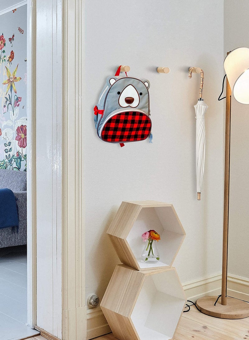 Zikra 6-Pack Decorative Wooden Wall Hooks for Coats, Hats, and Bags - Beech Coat and Towel Hangers with Screws, 2.3" Wall-Mounted Hook Set for Home Organization. - Image 2