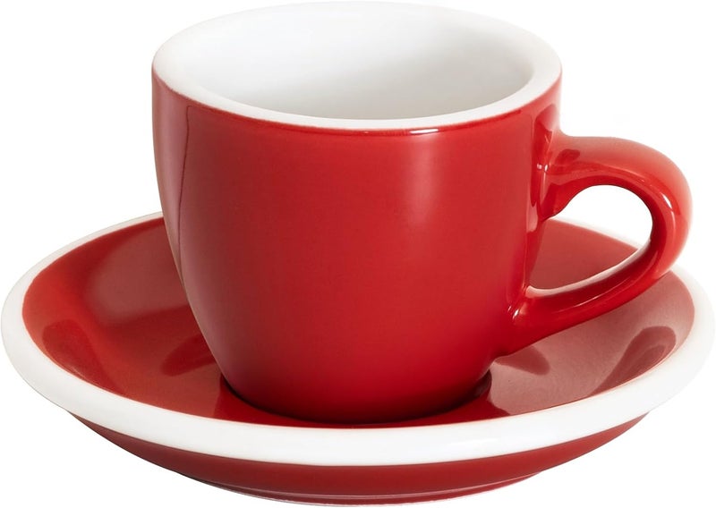 loveramics فنجان إسبريسو مع saucer مجموعة فنجان إسبريسو سيراميك 80 مل 27 أونصة أحمر - Image 1