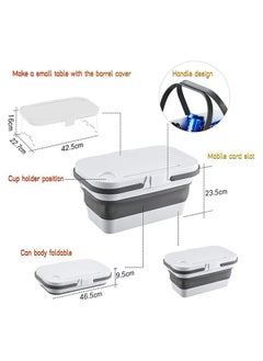 Arabest Picnic Basket with Food Tray Table, 2 in 1 Outdoor Folding Picnic Basket, Grocery Basket, Multi Function Lid 15l for Camping, Hiking, BBQ, Beach (White)  - Image 2