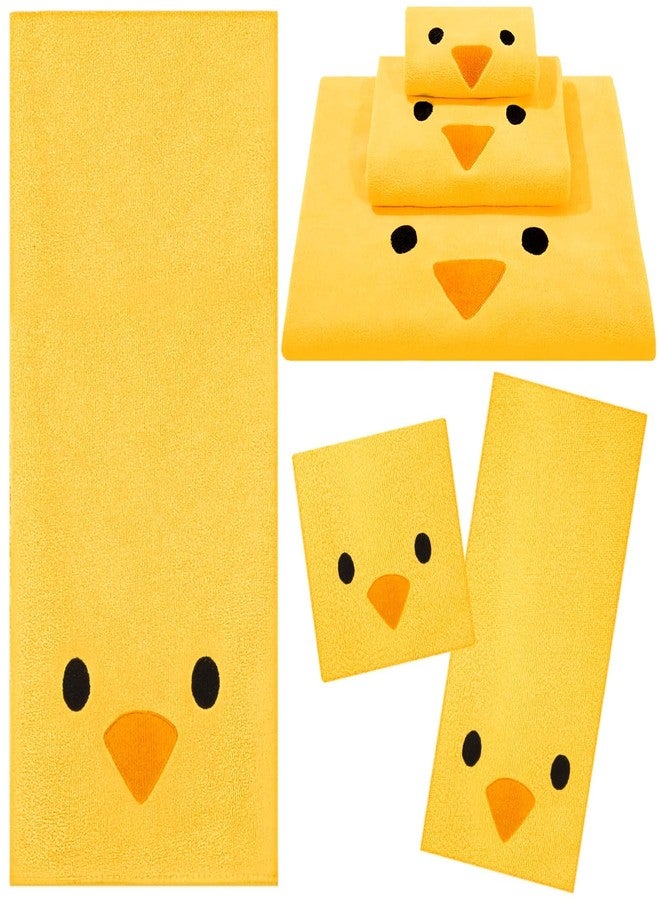Gilprop 3 Pcs Spring Chick Bath Towels Set for Bathroom Cute Yellow Chicken Embroidered Bath Towel Hand Towel and Washcloth for Bathroom Kitchen Home Farmhouse Decor Gifts, Soft Absorbent, 3 Sizes - Image 1