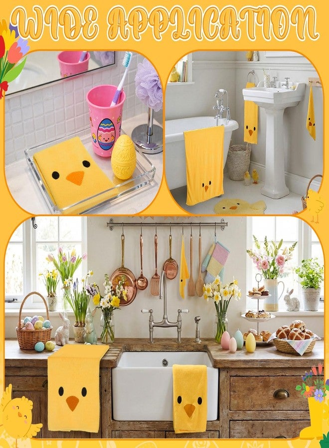 Gilprop 3 Pcs Spring Chick Bath Towels Set for Bathroom Cute Yellow Chicken Embroidered Bath Towel Hand Towel and Washcloth for Bathroom Kitchen Home Farmhouse Decor Gifts, Soft Absorbent, 3 Sizes - Image 4