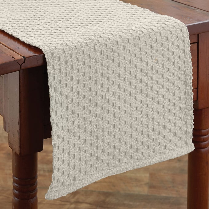 CREAM CHADWICK BRAIDED FARMHOUSE TABLE RUNNER 36 INCH 13X36 RUSTIC DINING TABLE ACCESSORY HAND LOOMED RUGGED TEXTURE MODERN FARMHOUSE TABLE RUNNERS 36 INCHES