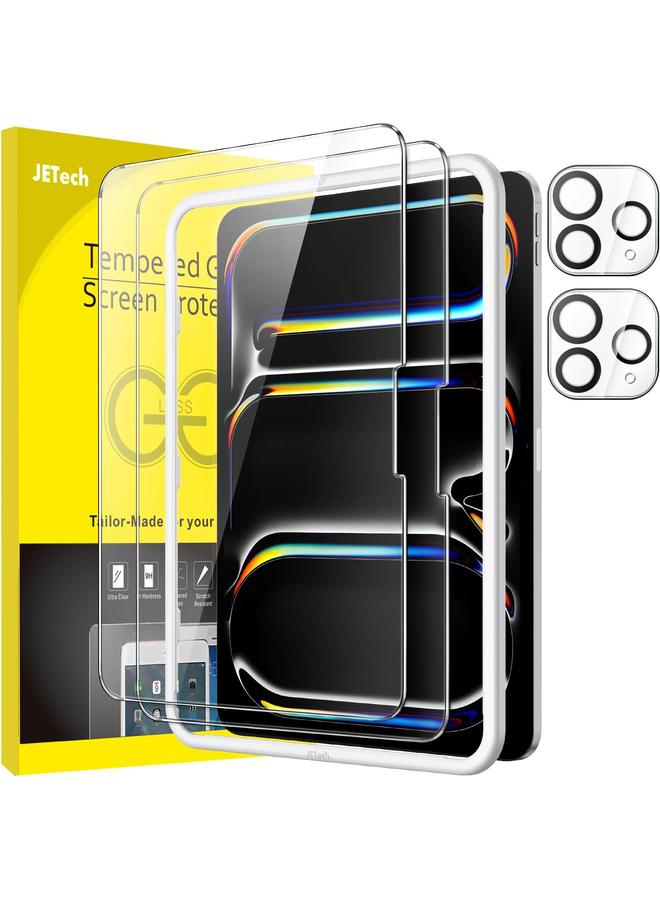 جي تيك واقي شاشة لجهاز ايباد برو 11 بوصة M4 2024 مع واقي عدسة الكاميرا أداة تركيب سهلة فيلم زجاج مقوى مضاد للخدش شفاف عالي الدقة عبوتان لكل منهما - Image 1