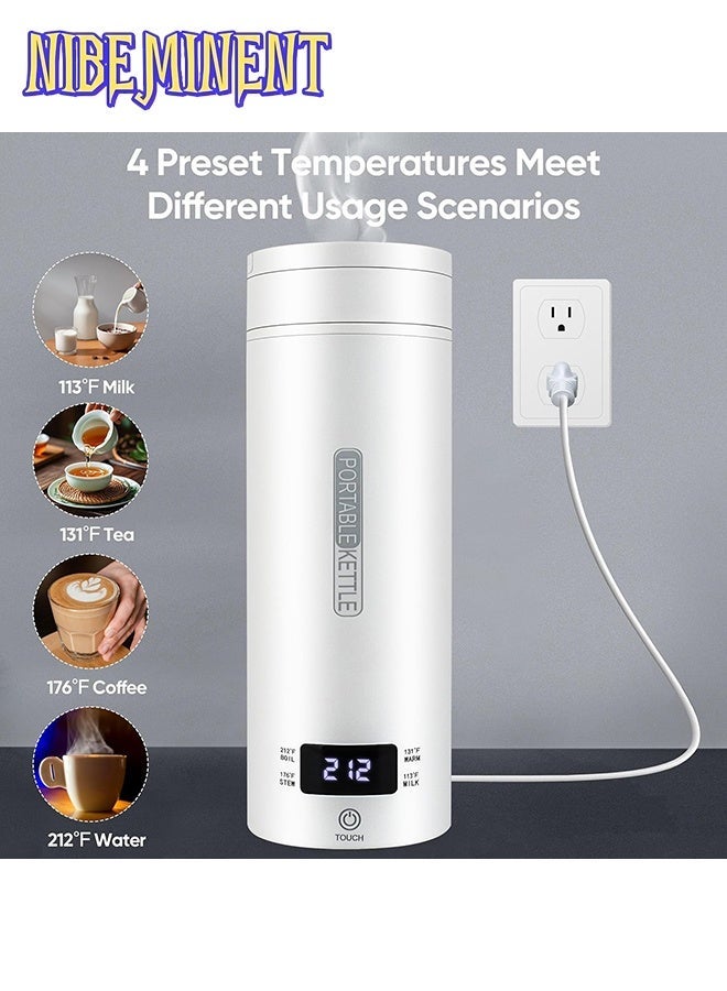 NIBEMINENT غلاية كهربائية محمولة للسفر، غلاية صغيرة 316 من الفولاذ المقاوم للصدأ سعة 500 مل، 4 تحكم في درجة الحرارة، شاشة LCD، غليان سريع للماء، إيقاف تلقائي وحماية من الغليان الجاف - Image 3