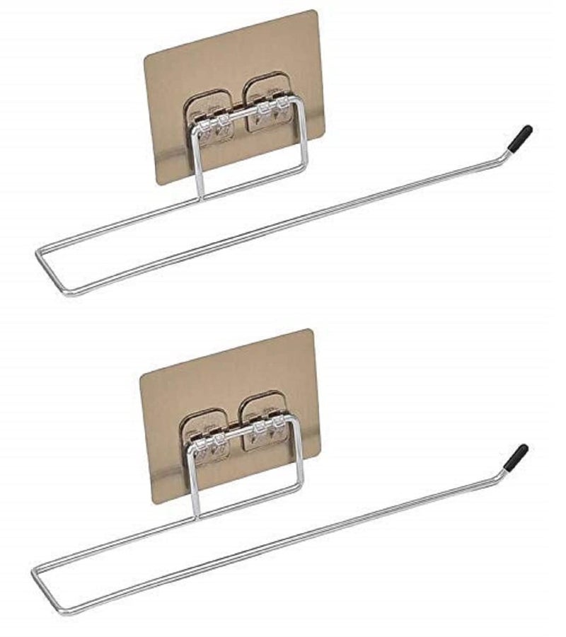 Styllent 2 Pcs of Toilet Paper Holder Tissue roll Paper Towel Holder Stainless Steel Washable Stick Hook Rack Bathroom Storage Accessories Wall Mounted Pack of 2 - Image 1
