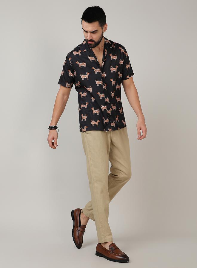 كامبوس سوترا قميص كاجوال بطبعة نمر بأزرار من ستايلي - Image 4