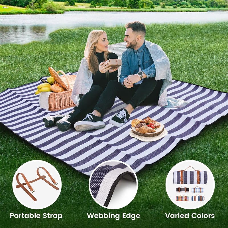 sapsisel 80”x 80” Picnic Blanket Extra Large, Waterproof and Foldable Beach Blanket, 3-Layer Outdoor Blanket for 6 to 8 Adults, for Camping, Park, Beach, Grass, Indoors… - Image 5