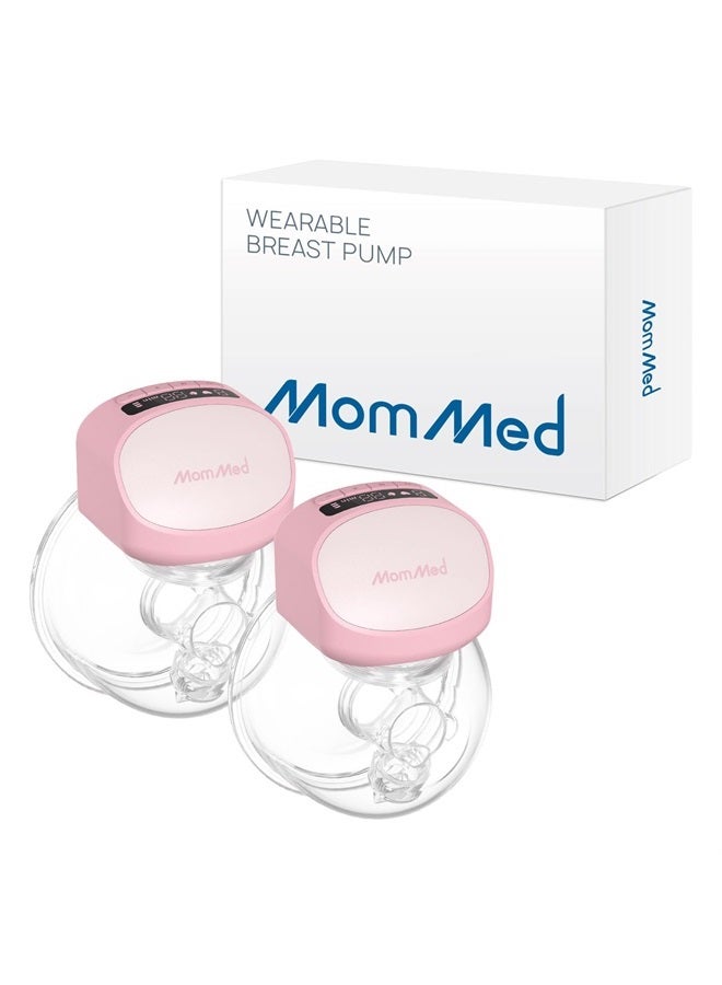 Mommed Breast Pump Hands Free S10Pro,Double Wearable Breast Pump with 3 Modes & 9 Levels,Leak-Proof Design,24mm Portable Electric Breast Pump with Efficient Pump Motor,17/19/21mm Flange Inserts(Pink) - Image 1