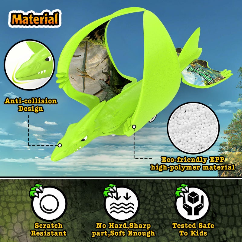 Aiencsai 3 Pack Dinosaur Airplane Launcher Toys for Kids, Foam Airplanes for Kids Boys Toys with Stickers, Outdoor Flying Toys Birthday Gifts for 4 5 6 7 8 9 10 12 Year Old Boys Girls. - Image 5