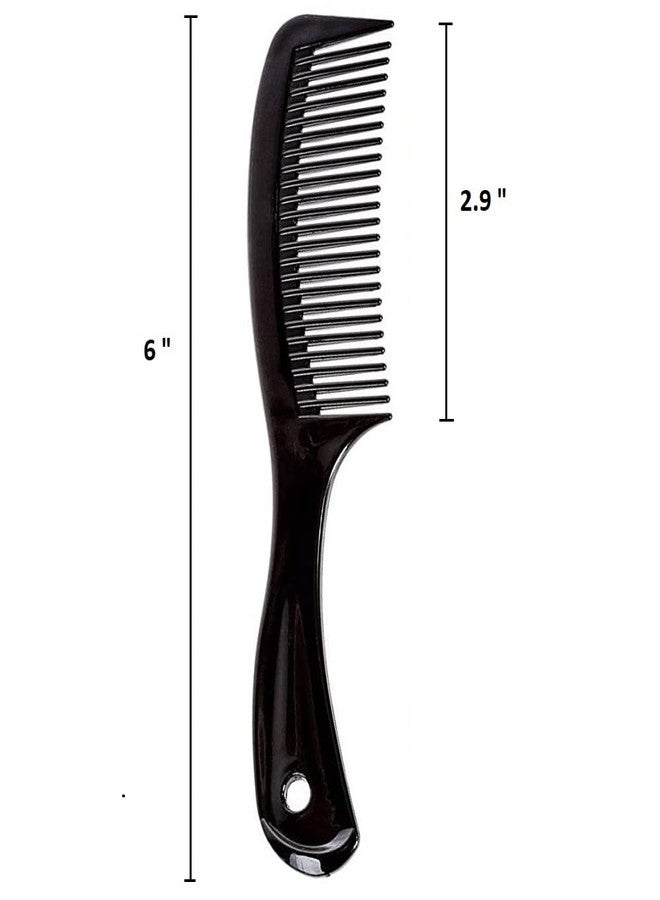 Comfort Axis Travel Size Wide-Tooth Handle Comb, 6” Long, Black (Pack of 12) - Image 2