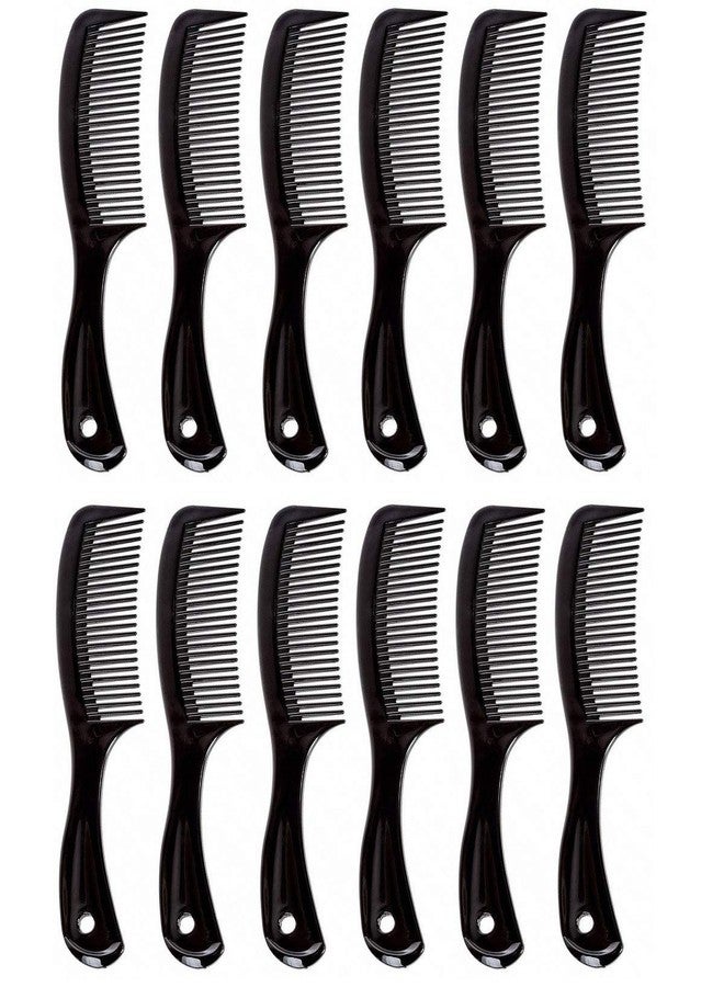 Comfort Axis Travel Size Wide-Tooth Handle Comb, 6” Long, Black (Pack of 12) - Image 1