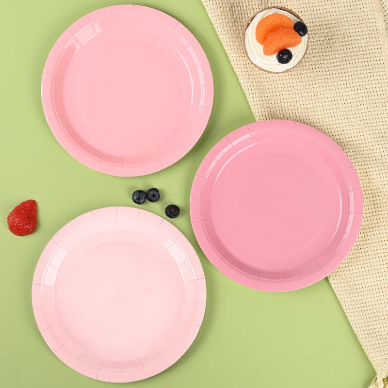 AimFun Pink Paper Plates Gradient Pink Party Plates 7â€Disposable Round Dessert Plates for Birthday Wedding Bridal Engagement Baby Shower Party Supplies 4 Colors (24) - Image 5