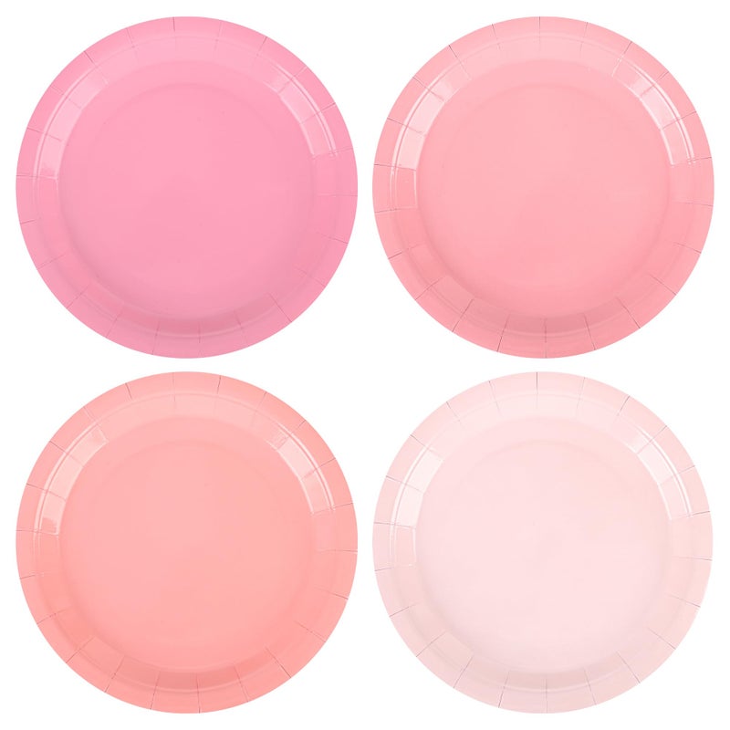 AimFun Pink Paper Plates Gradient Pink Party Plates 7â€Disposable Round Dessert Plates for Birthday Wedding Bridal Engagement Baby Shower Party Supplies 4 Colors (24) - Image 1