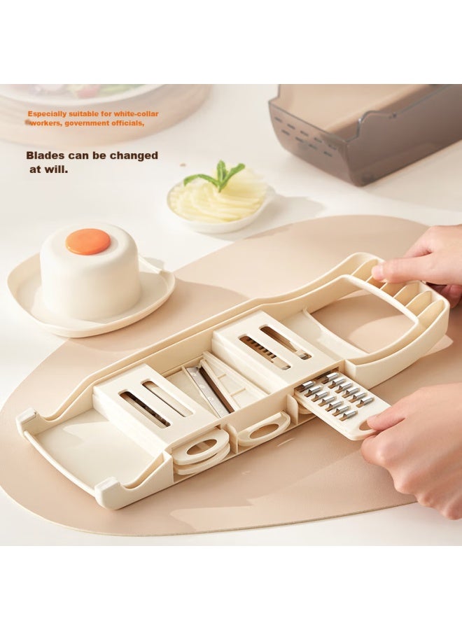 Joyoung Vegetable Slicer, Home Potato Shredder, Grater, And Slicer (With 6 Blades + Hand Guard) - Image 2