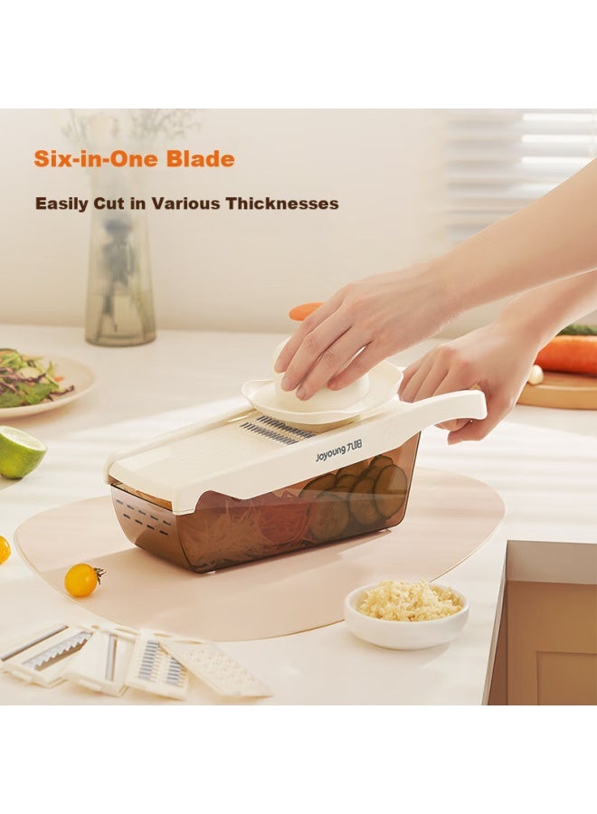 Joyoung Vegetable Slicer, Home Potato Shredder, Grater, And Slicer (With 6 Blades + Hand Guard) - Image 3