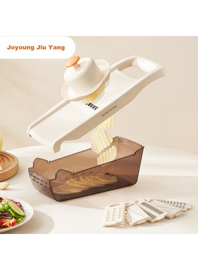 Joyoung Vegetable Slicer, Home Potato Shredder, Grater, And Slicer (With 6 Blades + Hand Guard) - Image 1