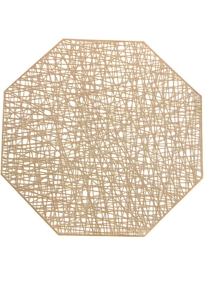 Gold Placemats for Dining Table Set of 6 Place Mats,Octagonal Non Slip for Dinner Table, Vinyl Dining Table Decorative Placemats - Image 1