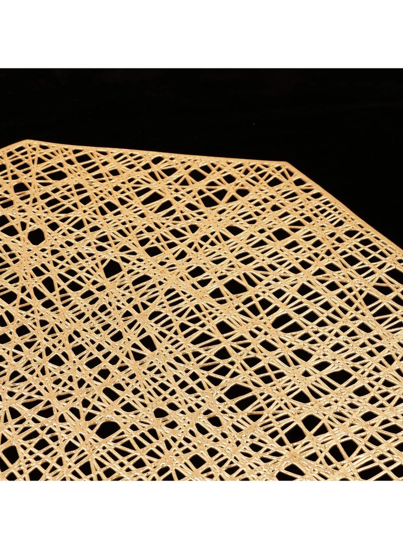 Gold Placemats for Dining Table Set of 6 Place Mats,Octagonal Non Slip for Dinner Table, Vinyl Dining Table Decorative Placemats - Image 2