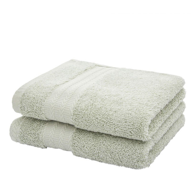 Leisofter Ultra Thick Soft  Absorbent Cotton Hand Towels for BathroomGreen 2Pack 14 x 29  Multipurpose Towels for Bath Gym and Spa with Hanging Loop