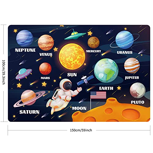 LTKOUGFAM Kids Play Rug for Playroom, Outer Space Rug Solar System Educational Rug Kids Baby Floor Mat, Kid Play Carpet for Children Bedroom Classroom (59X39.4 in, Planet 1) - Image 4