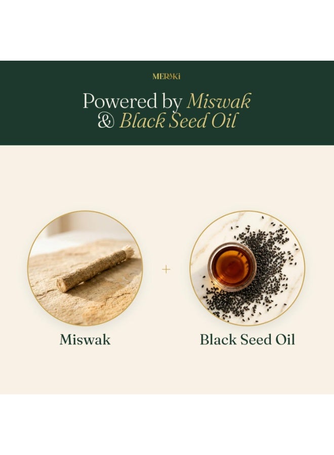 Meraki Natural Toothpaste with Miswak & Black Seed Oil, Antibacterial Fluoride Free Toothpaste for Sensitive Teeth, Whitening, Gum Care, Herbal Ayurvedic Dental Care (Pack of 6 )-720 Gram - Image 2