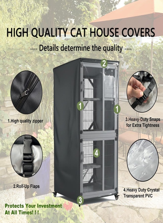 Seal Bailey Outdoor Cat House Cover,Large Catio Cat Enclosures Dust Protection Cover, 600D Heavy Duty Rain Sheet with Visible Window, 100% Waterproof, 32" L x 32" W x 71" H,Gray - Image 4