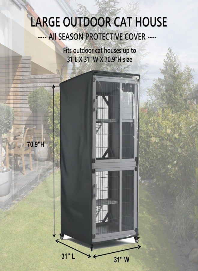 Seal Bailey Outdoor Cat House Cover,Large Catio Cat Enclosures Dust Protection Cover, 600D Heavy Duty Rain Sheet with Visible Window, 100% Waterproof, 32" L x 32" W x 71" H,Gray - Image 3