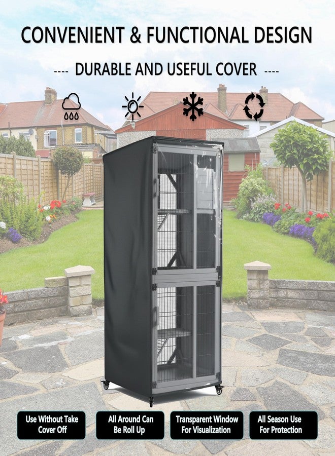 Seal Bailey Outdoor Cat House Cover,Large Catio Cat Enclosures Dust Protection Cover, 600D Heavy Duty Rain Sheet with Visible Window, 100% Waterproof, 32" L x 32" W x 71" H,Gray - Image 5