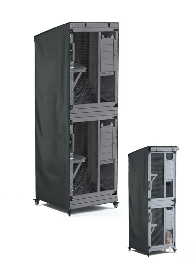 Seal Bailey Outdoor Cat House Cover,Large Catio Cat Enclosures Dust Protection Cover, 600D Heavy Duty Rain Sheet with Visible Window, 100% Waterproof, 32" L x 32" W x 71" H,Gray - Image 1