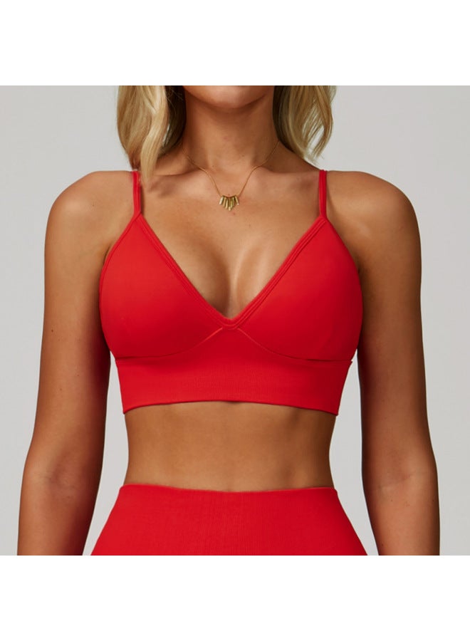 Zechuang Double Shoulder Strap Seamless Yoga Bra Beautiful Back Quick-drying Sports Top Outer Wear Running Fitness Yoga Wear 7790