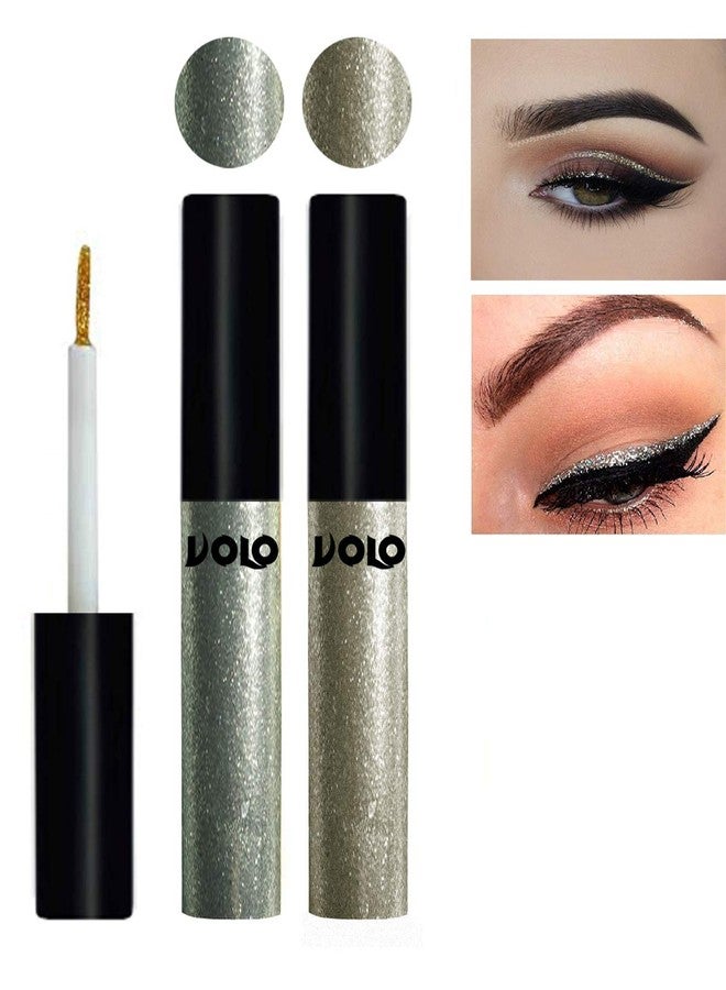 Volo WATERPROOF GLITTER EYE LINER (Entick Silver, Light Copper) - Image 3