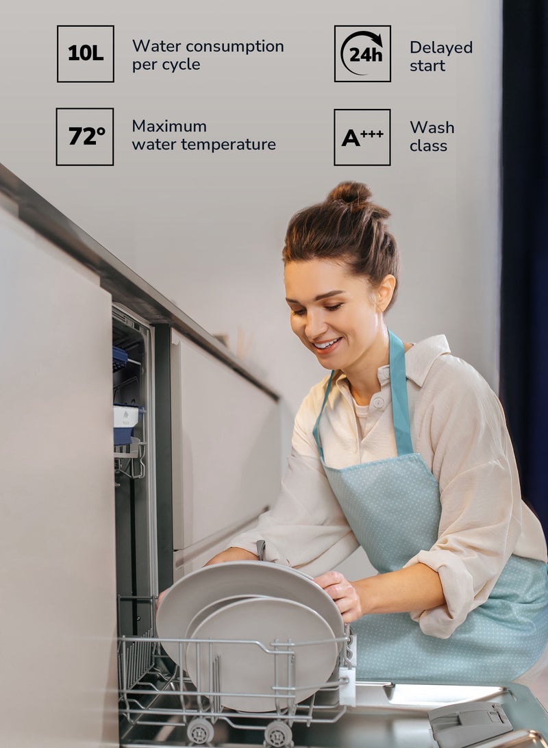 MILLEN Built-in Dishwasher - Large Capacity, Auto Open, Side Indicator, 14 place settings, 3Y Warranty, MDW 60732 Stainless steel - Image 5