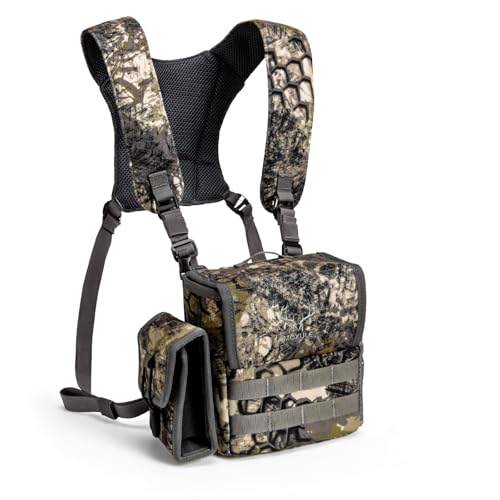 MOXULE Binocular Harness Chest Pack Bino Case with Rangefinder Pouch and Waterproof Cover for Hunting Hiking Birdwatching Camo BINO R1 - Image 1