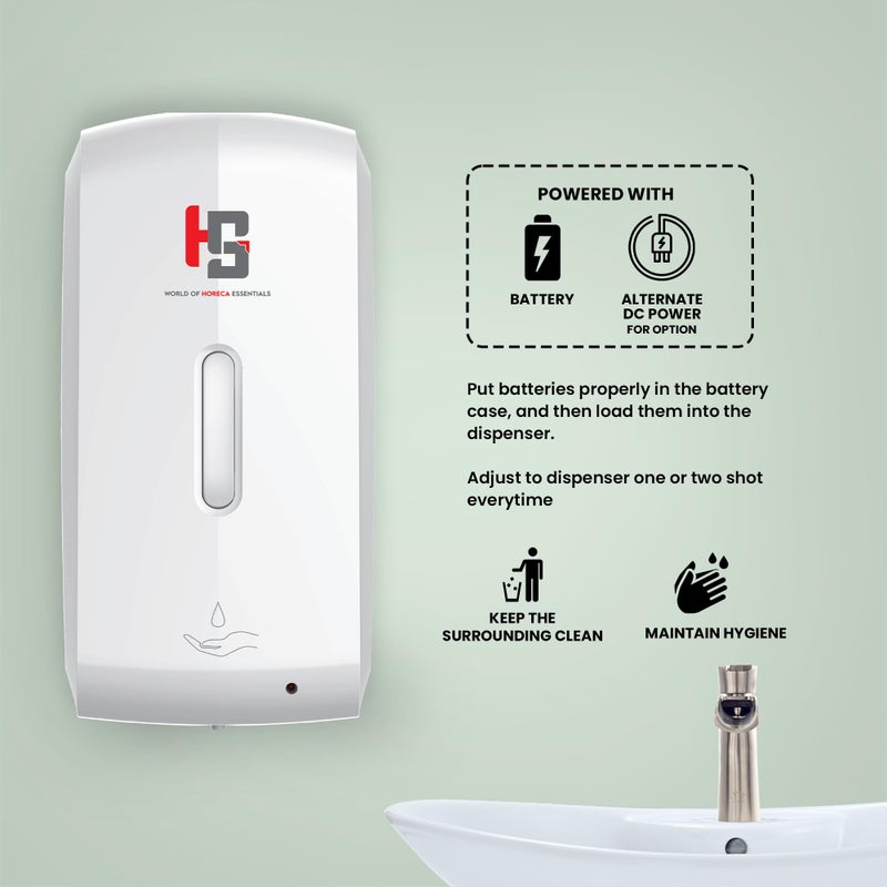 HS WORLD OF HORECA ESSENTIALS HS Automatic Soap Dispenser - 1000ml Touchless Dispenser with Precise Motion Sensor, ABS Material, Sleek Modern Design, 20-120mm Sensing Range, Hassle-Free for Bathroom & Kitchen - Image 5