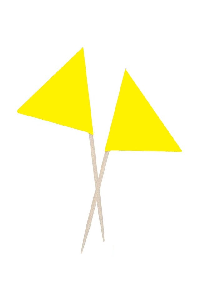 JAVD Solid Yellow Toothpick Flags Small Mini Plain Yellow Color Triangle Stick Cupcake Toppers Flags DIY Decoration (100 Pcs) - Image 4