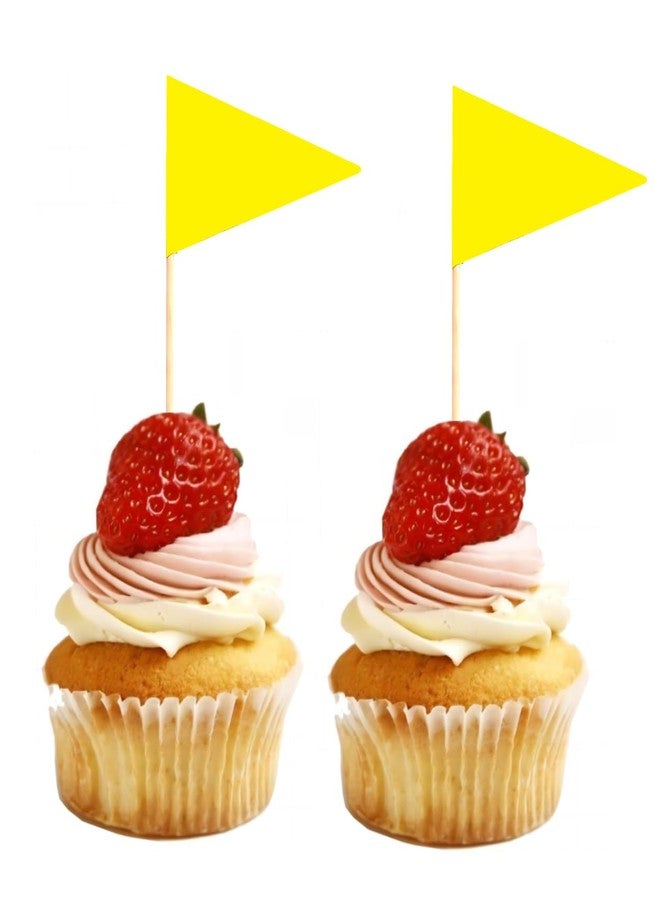 JAVD Solid Yellow Toothpick Flags Small Mini Plain Yellow Color Triangle Stick Cupcake Toppers Flags DIY Decoration (100 Pcs) - Image 5