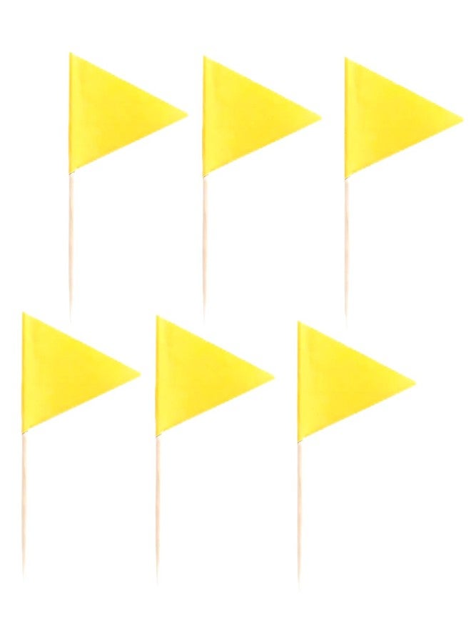 JAVD Solid Yellow Toothpick Flags Small Mini Plain Yellow Color Triangle Stick Cupcake Toppers Flags DIY Decoration (100 Pcs) - Image 2