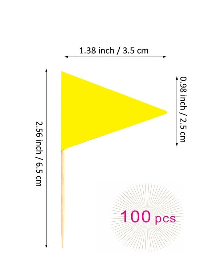 JAVD Solid Yellow Toothpick Flags Small Mini Plain Yellow Color Triangle Stick Cupcake Toppers Flags DIY Decoration (100 Pcs) - Image 3
