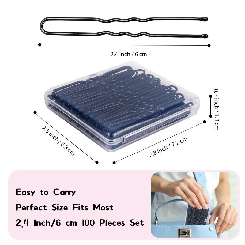 DySaLic U Shaped Hair Pins, 100PCS 2.4inch Bun Hair Pins for Women Kids Girls Hairdressing Salon with Storage Box, for All Hair Types - Black - Image 2