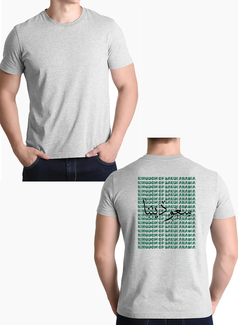 LOWHA Cotton T-Shirt for Saudi National Day or Everyday Saudi Pride Wear with Back Printed Design for Women & Men