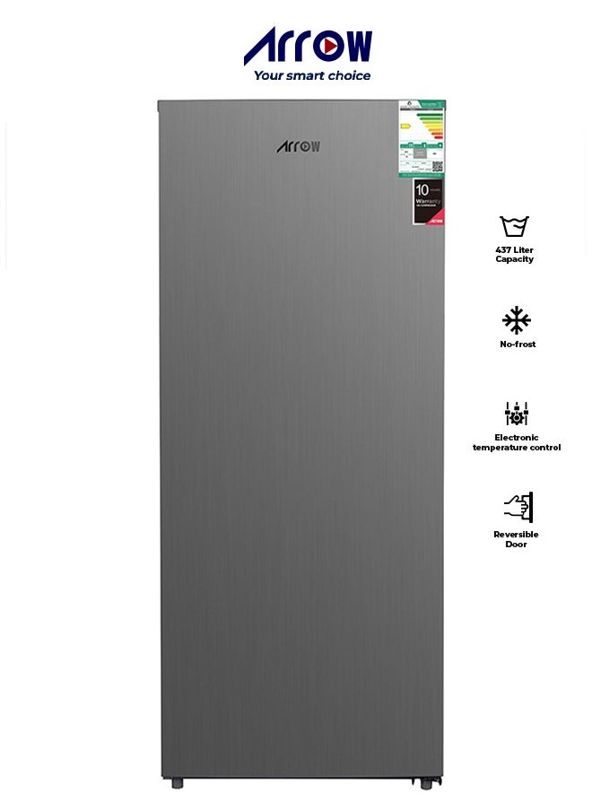 Arrow 439 LTR Upright Freezer, 15.4 CU.FT | No Frost Freezer | Silver color | Multi Air Flow | Energy Saving | Hygiene cooling | Inside LED lighting | Model Name: RO1-550VNF  - Image 1