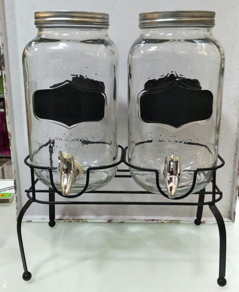 Home-Cart Home-Cart Glass Transparent Beverage Dispenser, Multipurpose Liquor Dispenser Beer Dispenser, Cold Water Pitcher, 5 Liter - (2 Pieces) 