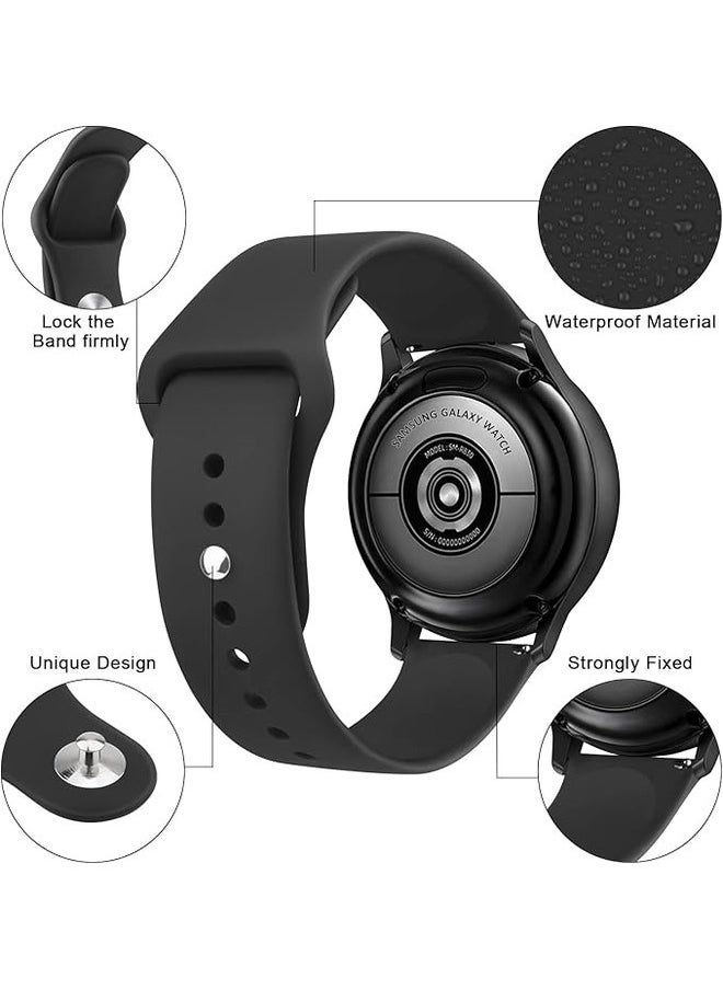 ELTRAZONE Black Soft Silicone Sport Band for Samsung Galaxy Watch 6 (40mm/44mm) & Galaxy Watch 6 Classic (43mm/47mm) - 20mm Replacement Strap for Men and Women - Image 1