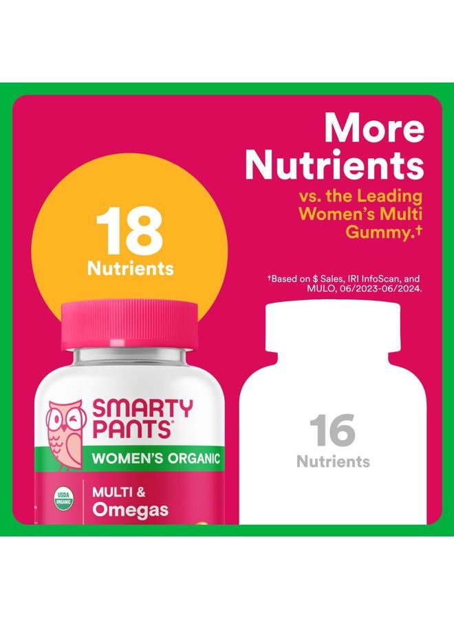 SmartyPants Organic Women's Multivitamin Gummies: Biotin, Methylfolate, Omega 3 (ALA), Vitamin D3, C, Vitamin B12, B6, A, K & Zinc, Inositol, Gluten Free, Vegetarian, 120 Count (30 Day Supply) - Image 5