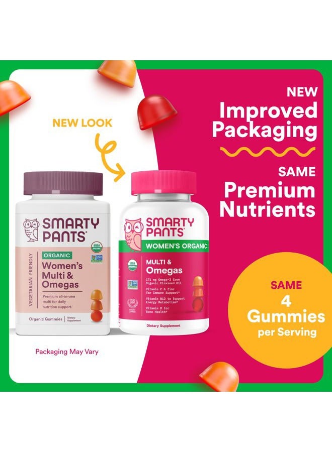 SmartyPants Organic Women's Multivitamin Gummies: Biotin, Methylfolate, Omega 3 (ALA), Vitamin D3, C, Vitamin B12, B6, A, K & Zinc, Inositol, Gluten Free, Vegetarian, 120 Count (30 Day Supply) - Image 2