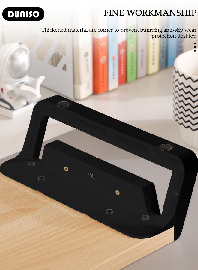 DUNISO حامل شاشة سطح المكتب، حامل خشبي بارتفاع مريح، حامل لابتوب مع منفذ بيانات USB، منظم مكتب لسطح المكتب، حامل شاشة لجهاز الكمبيوتر/اللابتوب/التلفاز/الطابعة للاستخدام المنزلي والمكتبي - Image 4