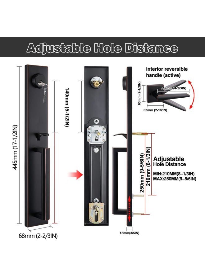 TMC Front Door Handleset HandleSet with Knob Door Handle for Entrance Reversible for Right and Left Handed and a Single Cylinder Deadbolt Handle Set Oil Rubbed Bronze Finish MDHST201610B-AMZ - Image 2