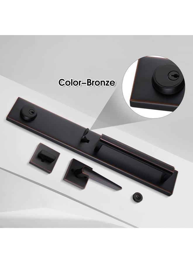 TMC Front Door Handleset HandleSet with Knob Door Handle for Entrance Reversible for Right and Left Handed and a Single Cylinder Deadbolt Handle Set Oil Rubbed Bronze Finish MDHST201610B-AMZ - Image 3