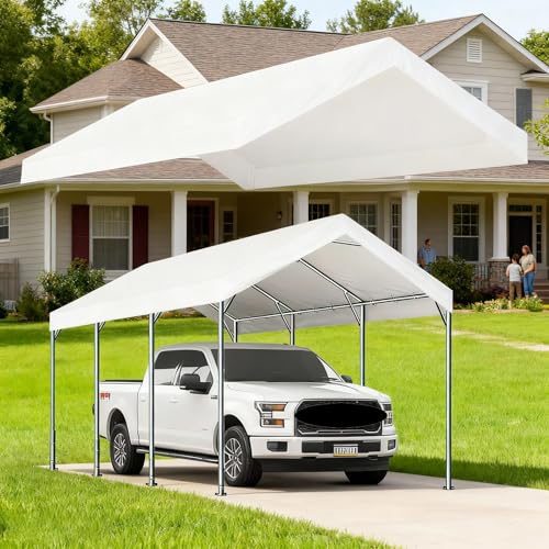 Rutile 10 x 20 Carport Replacement Cover, Heavy Duty Car Tarp Canopy Tent Replacement Top w/Ball Bungees Gray (Only Top Cover, Frame is not Included) (White, 10'x20') - Image 5