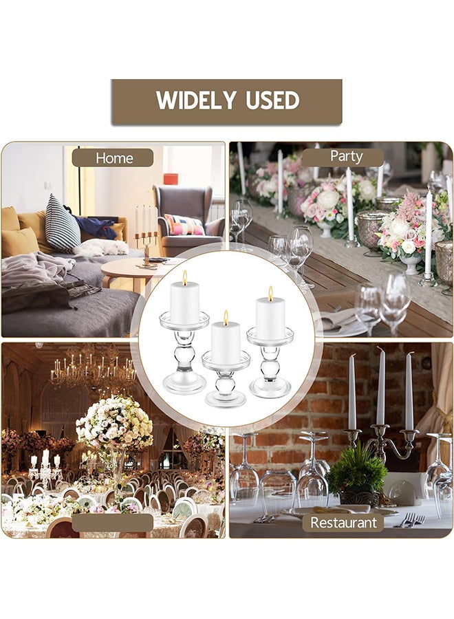 عربست مجموعة 3 قطعة من الشموعة الزجاجية ، حامل الشموعة الكريستالية والشمعة المخروطية ، ديكور حامل شمعة عيد الميلاد ، حامل شمعة الزفاف في غرفة المعيشة العائلية (واضح) - Image 5